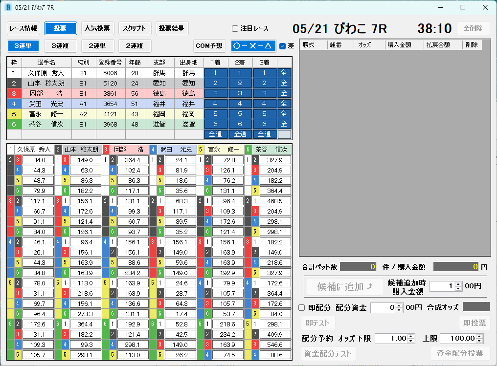 レース画面ー投票
